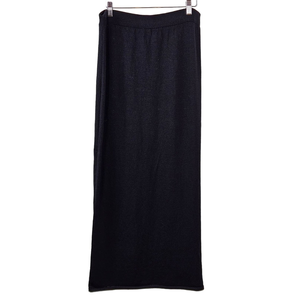 St. John Evening Long Santana Knit Black Slit Maxi Skirt | 10 | MINOR FLAWS